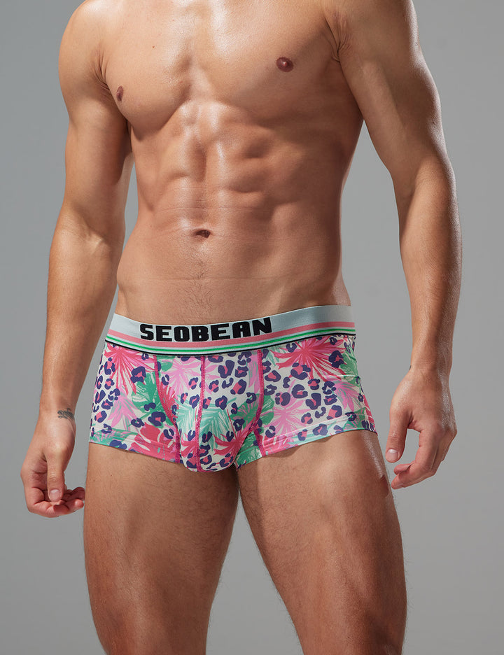 Bright Tropical Leaves Boxer Brief 250211 Pink