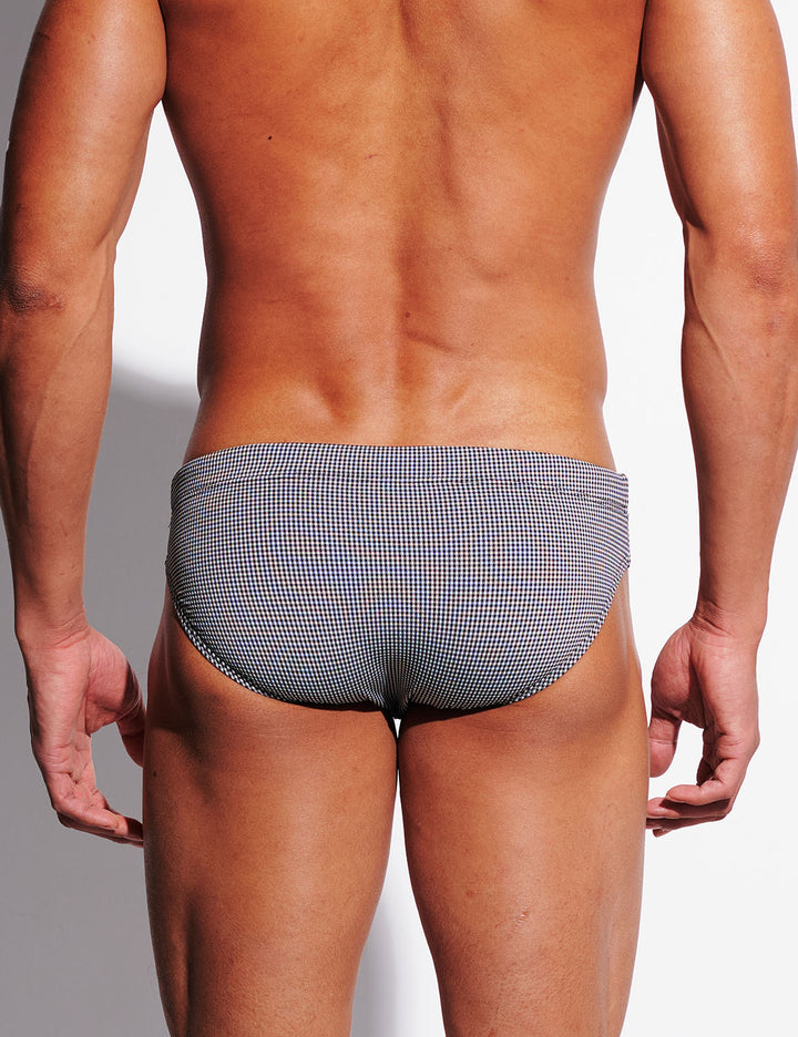 Micro-Check Swim Briefs – Removable Cup &amp; Sculpt Low Rise Fit S3628