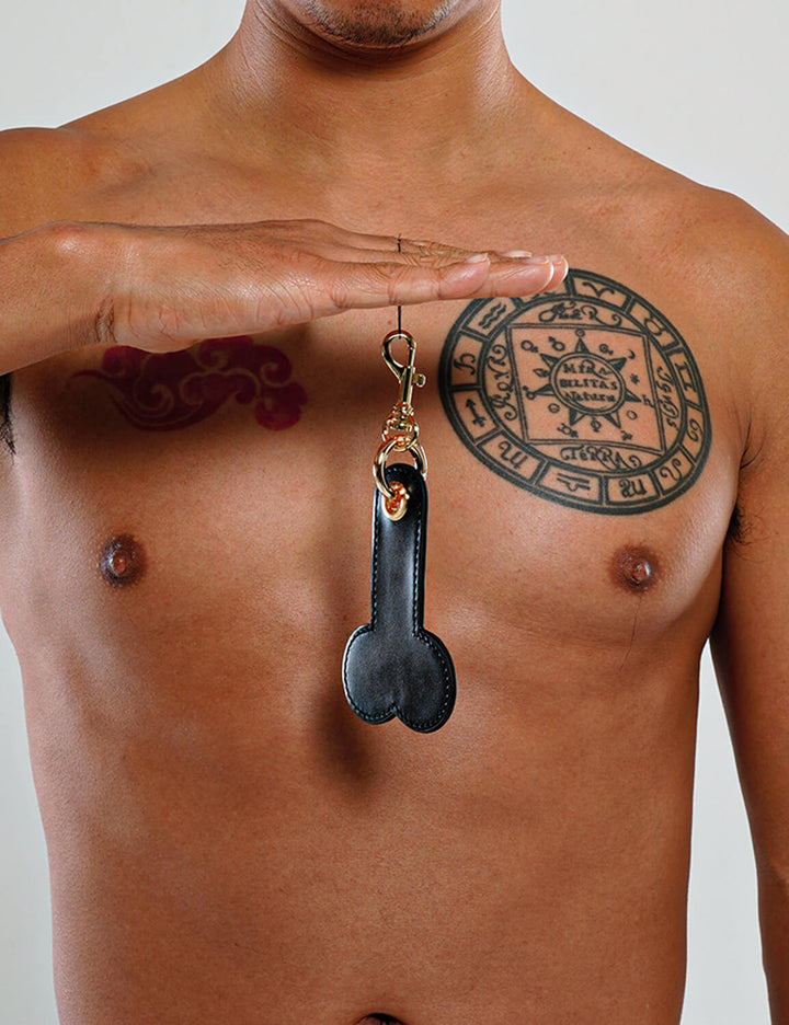 Cock Leather Keychain