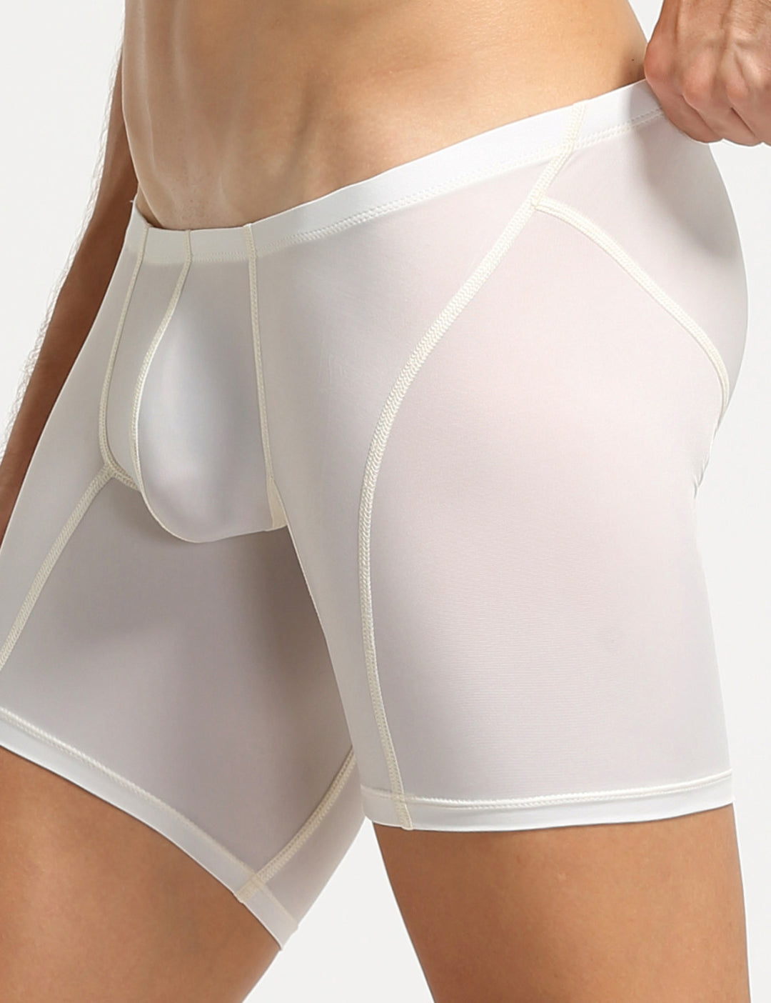 Nylon Low Rise Elastic Long Boxer Briefs 10202
