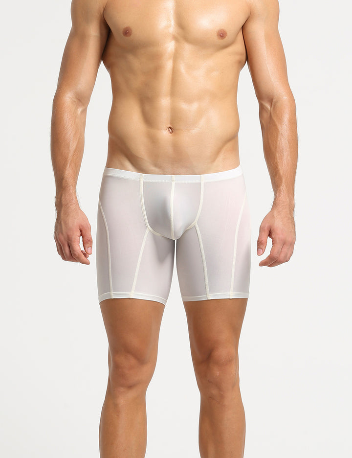 Nylon Low Rise Elastic Long Boxer Briefs 10202