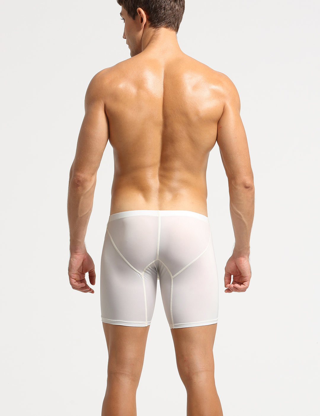 Nylon Low Rise Elastic Long Boxer Briefs 10202