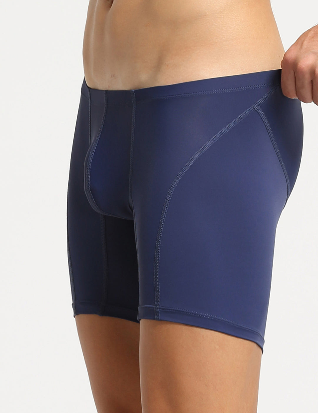 Nylon Low Rise Elastic Long Boxer Briefs 10202