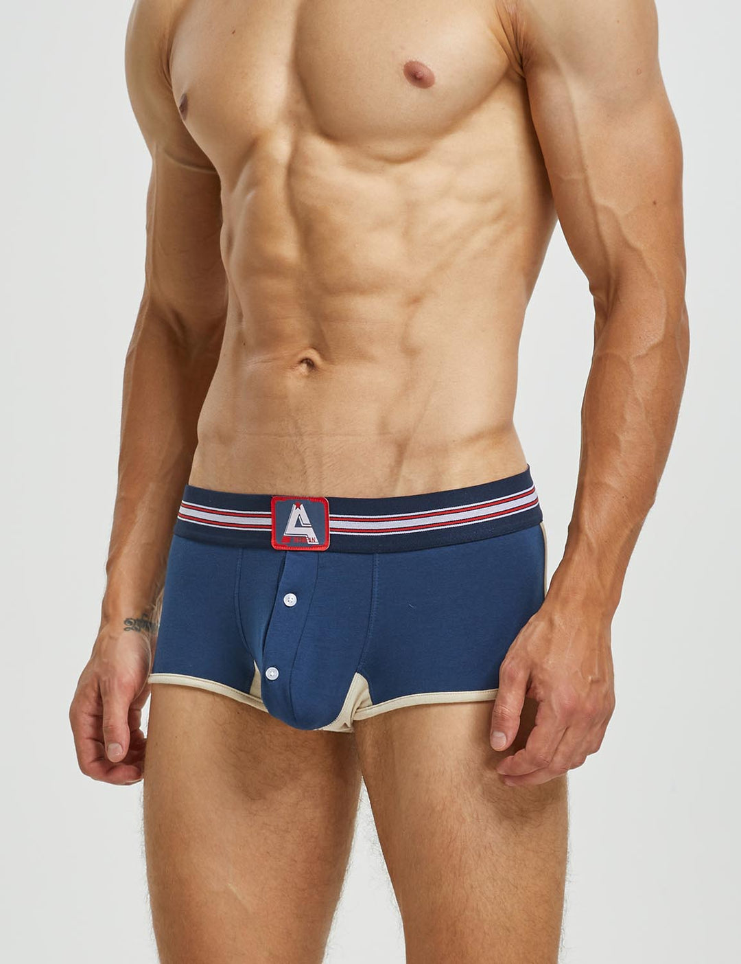 3D Pouch Cotton Button-Fly Trunks 220207