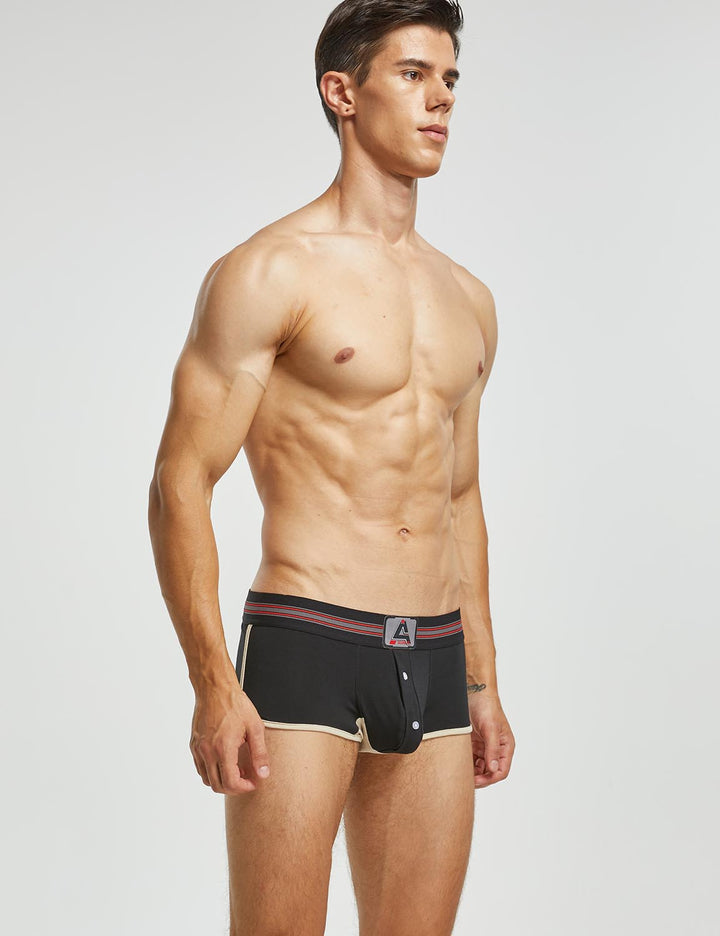 3D Pouch Cotton Button-Fly Trunks 220207