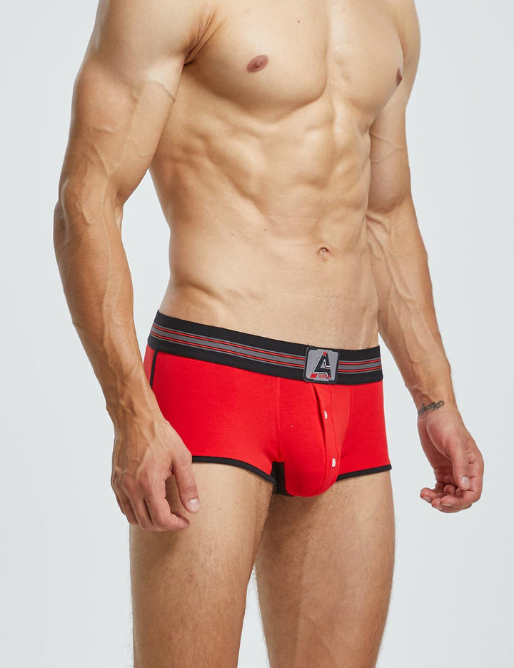 3D Pouch Cotton Button-Fly Trunks 220207