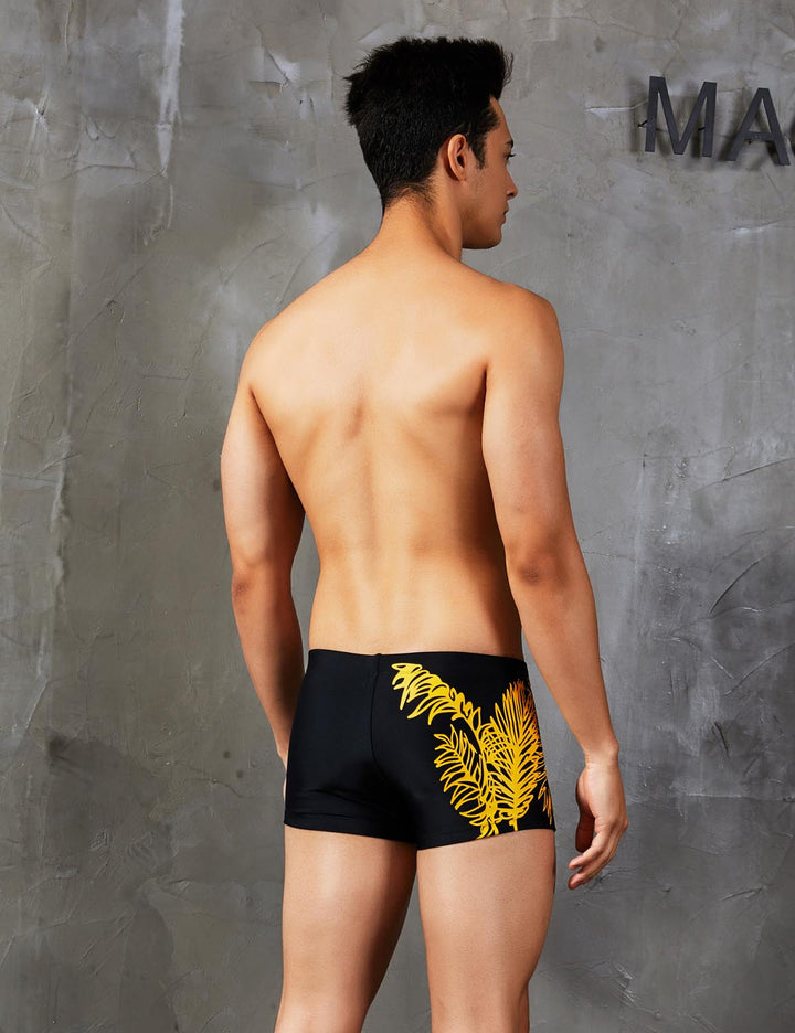 Boxer Brief Leaf Pattern Swimwear 90802