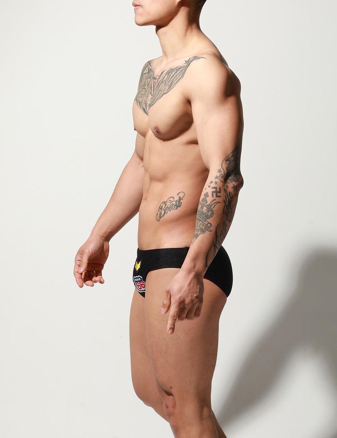 Low Rise Sexy Shiny Badge Bikini Swim S3038