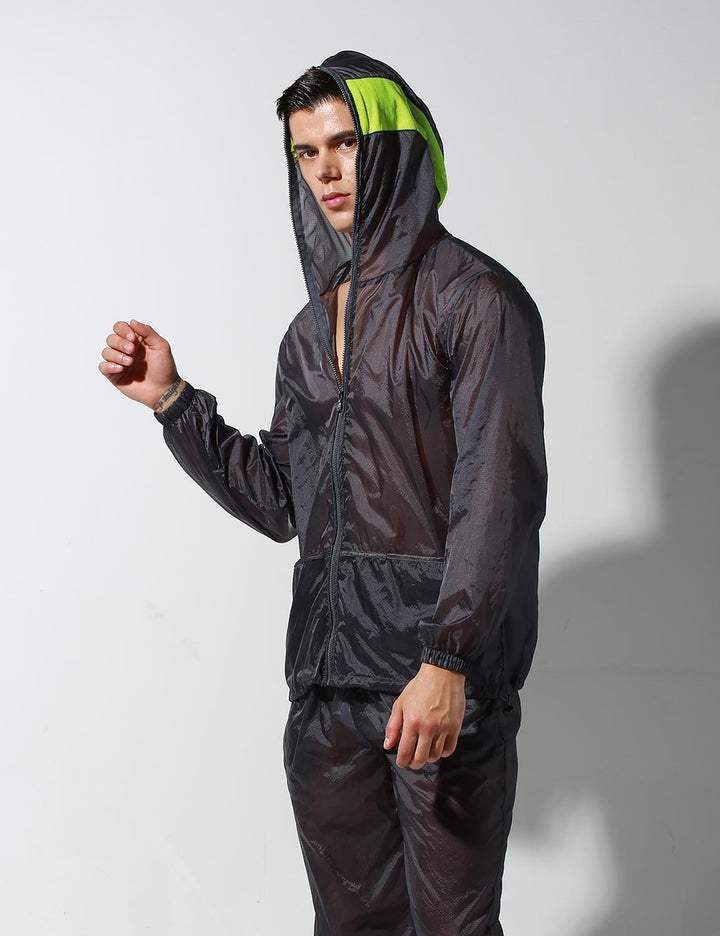 Translucent Quick-Dry Sport Long Sleeve Hooded Jacket S2902